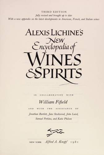 Cover for Alexis Lichine's new encyclopedia of wines & spirits