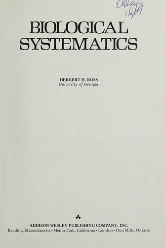 Cover for Biological systematics