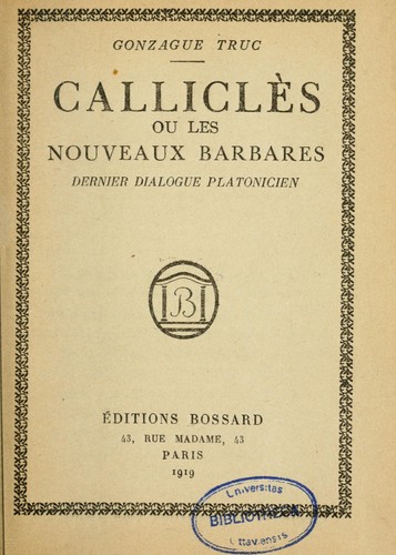 Cover for Calliclès