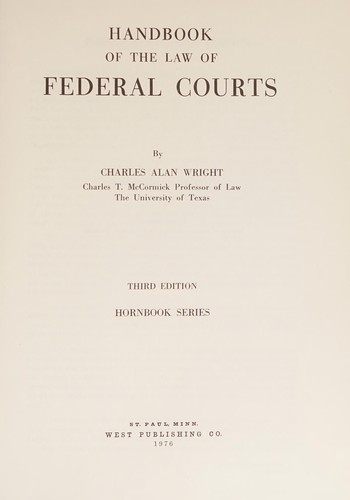 Cover for Handbook of the law of Federal courts