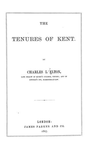Cover for The tenures of Kent.