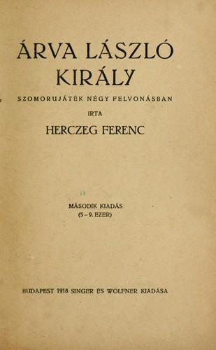 Cover for Árva László király