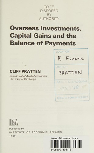 Cover for Overseas investments, capital gains, and the balance of payments