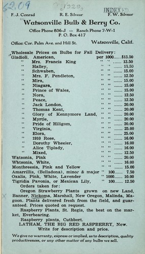 Cover for Wholesale prices for fall delivery on bulbs