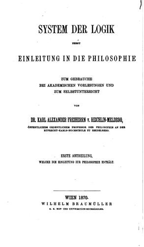 Cover for System der Logik: Nebst Einleitung in die Philosophie, zum gebrauche bei ...