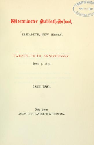 Cover for Westminster Sabbath-School, Elizabeth, New Jersey.