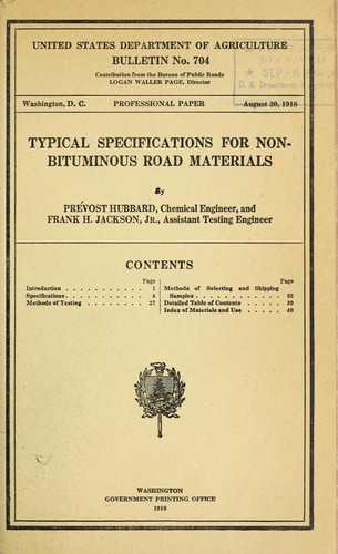 Cover for Typical specifications for nonbituminous road materials