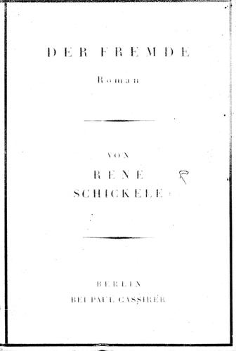 Cover for Der Fremde