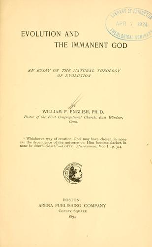 Cover for Evolution and the immanent God
