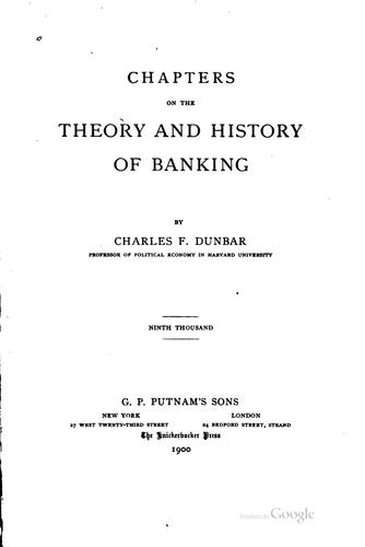 Cover for Chapters on the theory and history of banking