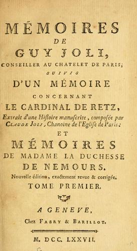 Cover for Mémoires de Guy Joli