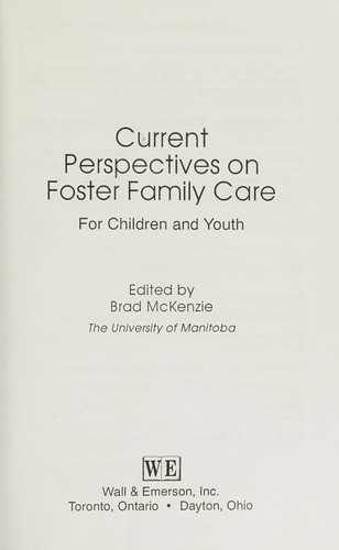 Cover for Current perspectives on foster family care for children and youth