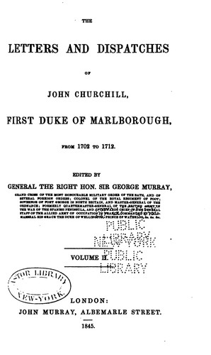 Cover for The letters and dispatches of John Churchill, First Duke of Marlborough, from 1702-1712