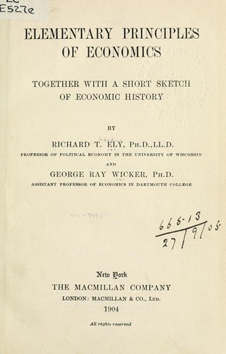 Cover for Elementary principles of economics