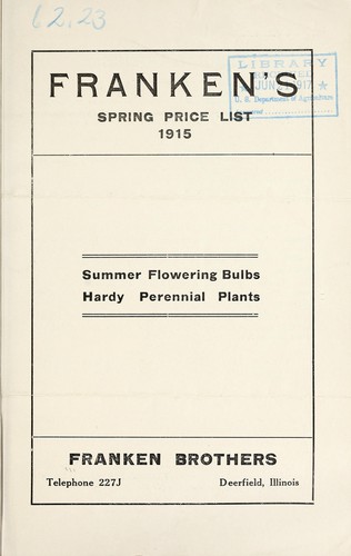 Cover for Franken's spring price list 1915