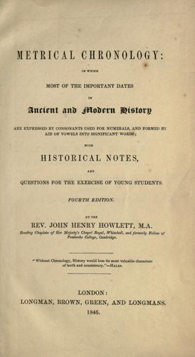 Cover for Metrical chronology