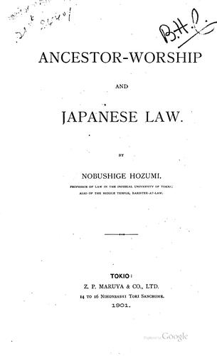 Cover for Ancestor-worship and Japanese law.