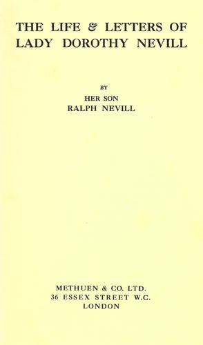 Cover for The life & letters of Lady Dorothy Nevill
