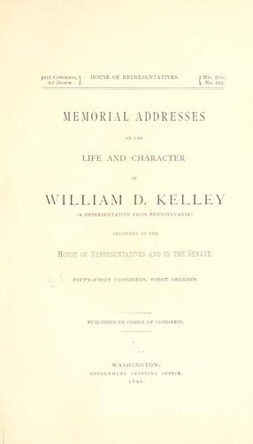 Cover for Memorial addresses on the life and character of John W. Kendall