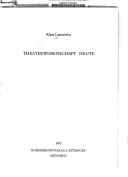 Cover for Theaterwissenschaft heute