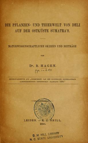Cover for Pflanzen- und Thierwelt von Deli auf der Ostküste Sumatras