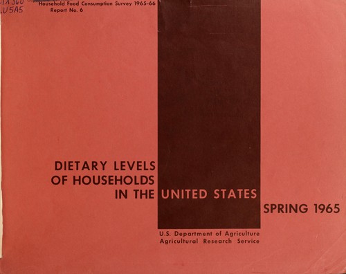 Cover for Dietary levels of households in the United States, spring 1965