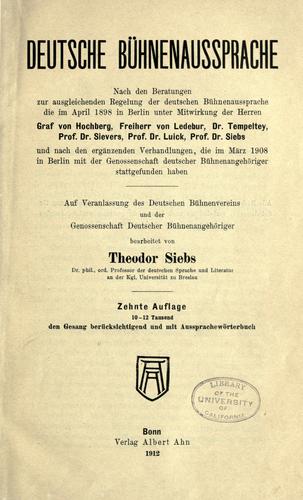 Cover for Deutsche bühnenaussprache