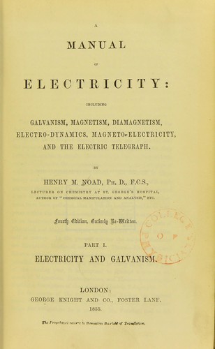 Cover for A manual of electricity