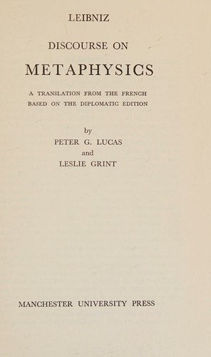 Cover for Discourse on metaphysics;