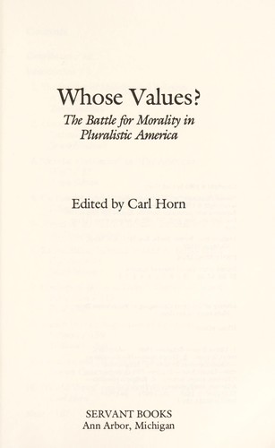 Cover for Whose values?
