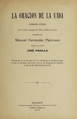 Cover for La oración de la vida
