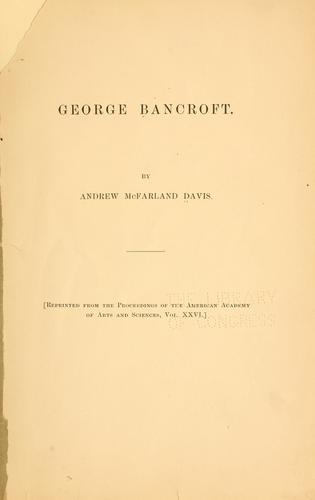 Cover for George Bancroft.