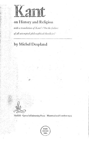 Cover for Kant on history and religion