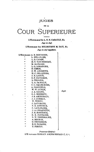 Cover for Les recueils de jurisprudence du Québec, publiés par le Barreau de Québec ...
