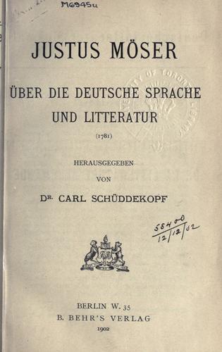 Cover for Über die deutsche Sprache und Litteratur (1781)
