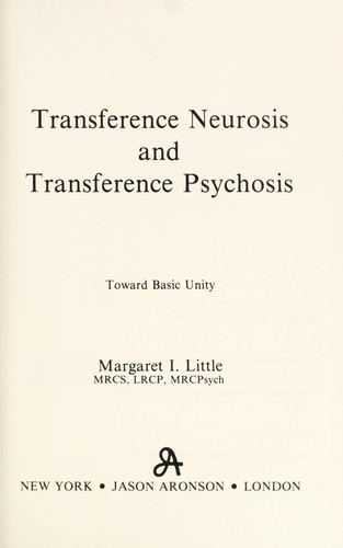 Cover for Transference neurosis and transference psychosis