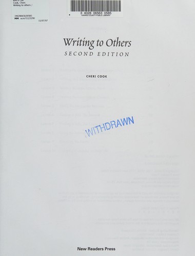 Cover for Writing to others