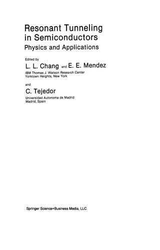 Cover for Resonant Tunneling in Semiconductors