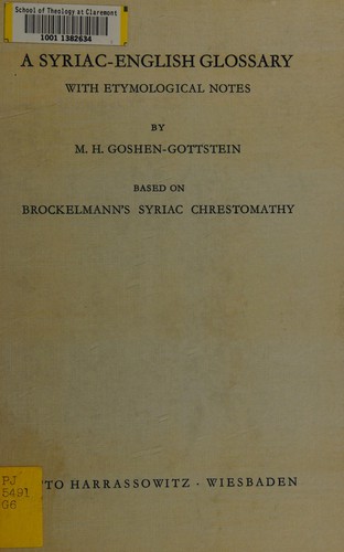 Cover for A Syriac-English glossary.