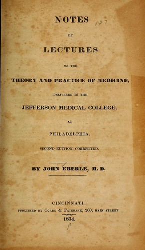 Cover for Notes of lectures on the theory and practice of medicine