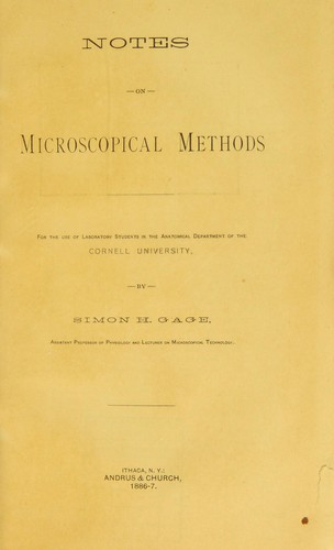 Cover for Notes on microscopical methods