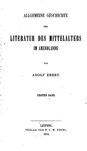 Cover for Allgemeine geschichte der literatur des mittelalters im abendlande ...
