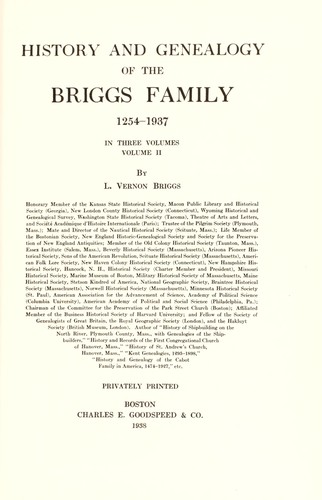 Cover for History and genealogy of the Briggs family, 1254-1937...