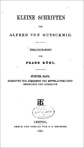 Cover for Kleine Schriften von Alfred von Gutschmid