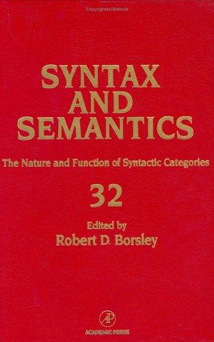Cover for The Nature and Function of Syntactic Categories (Syntax and Semantics, Vol 32) (Syntax and Semantics)