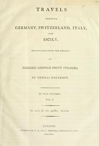 Cover for Travels through Germany, Switzerland, Italy, and Sicily