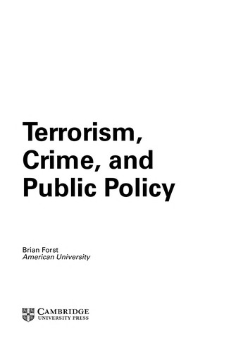 Cover for Terrorism, crime, and public policy