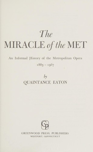 Cover for The miracle of the Met