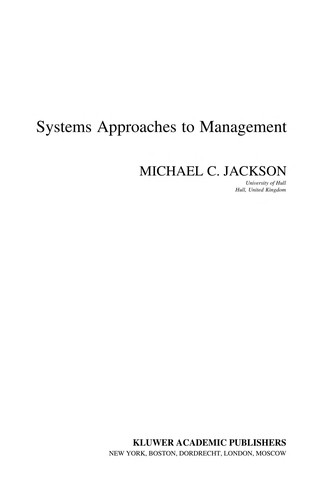 Cover for Systems approaches to management