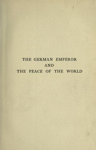 Cover for The German emperor and the peace of the world